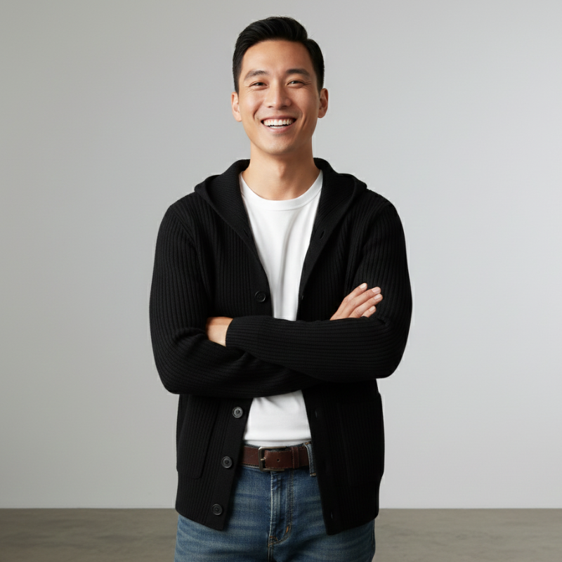 Roman Knitted Hooded Cardigan